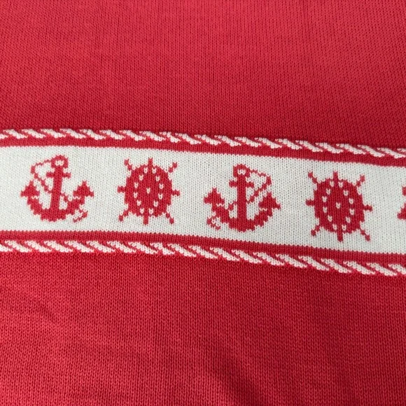 Vintage Company Collection Pink Nautical Anchors‎ & Ships Wheel Knit Top Size XL - Picture 2 of 9